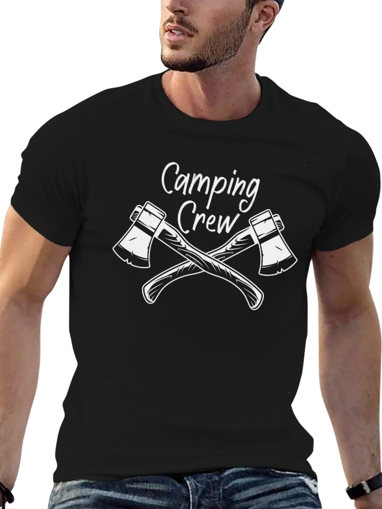 Camping Crew Graphic T-Shirt - Black Outdoorsy Design