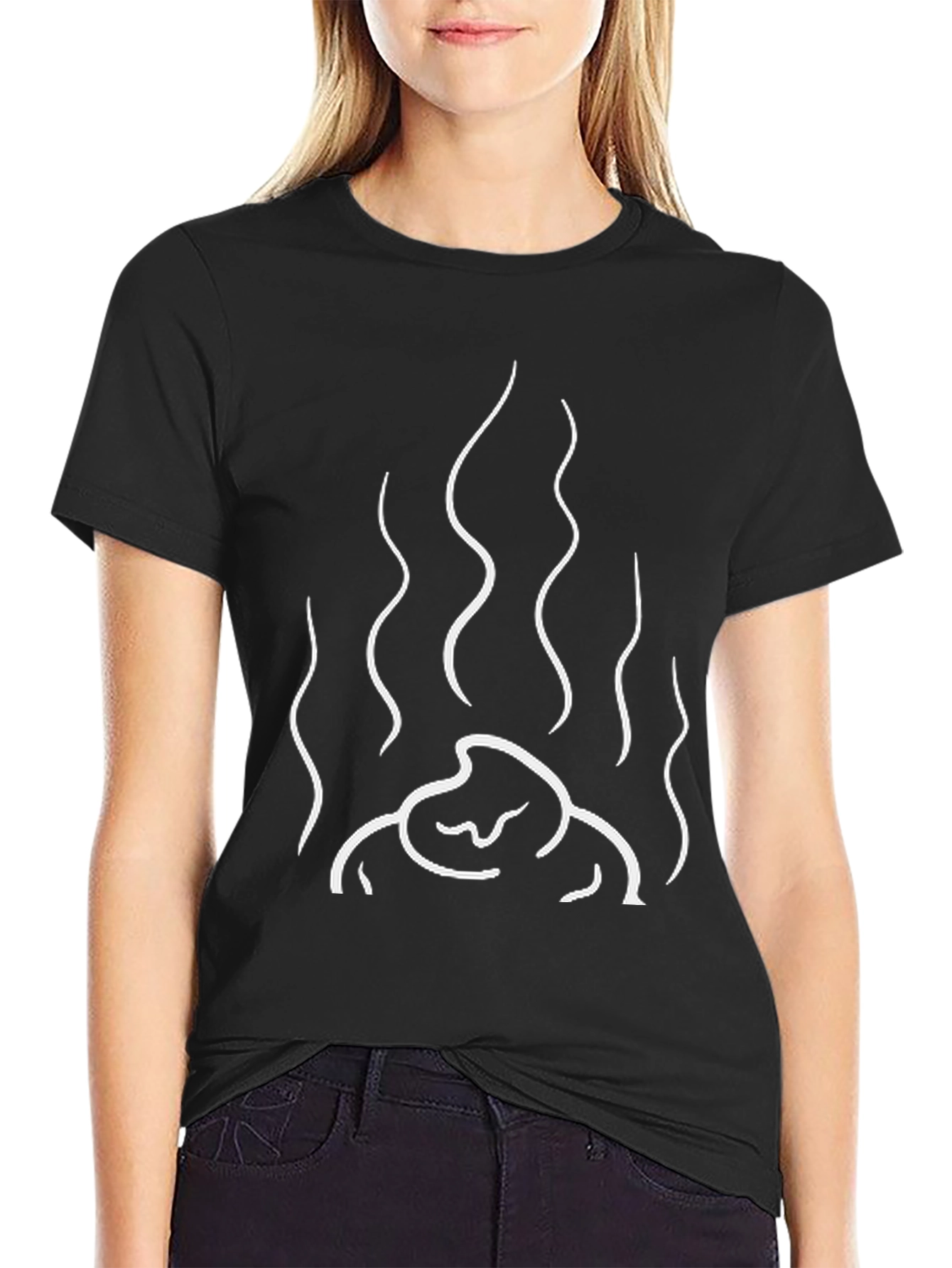 Abstract Fire Graphic Tee - Black Cotton Blend