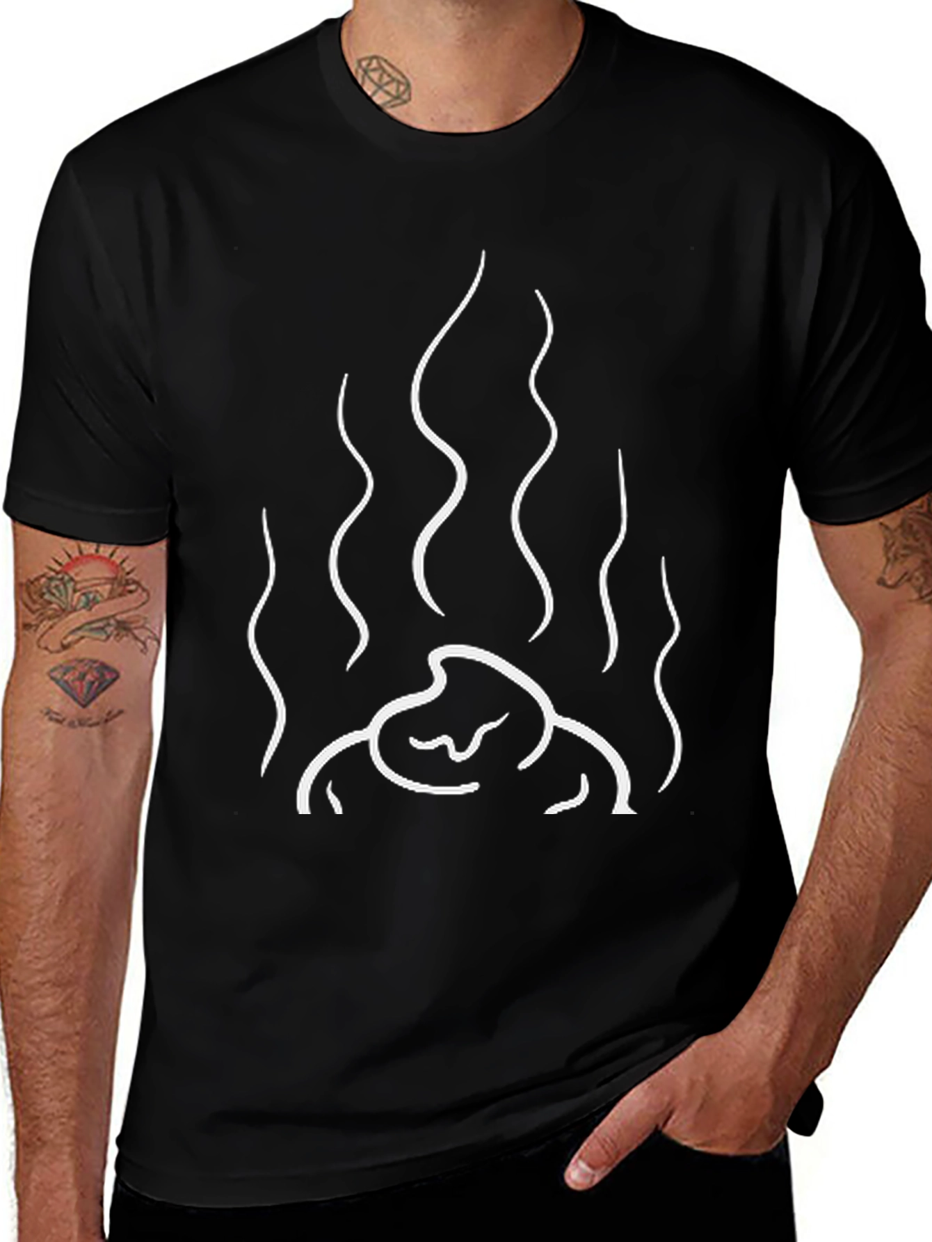 Abstract Fire Graphic Tee - Black Cotton Blend