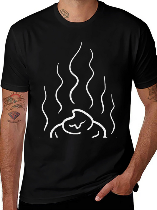 Abstract Fire Graphic Tee - Black Cotton Blend