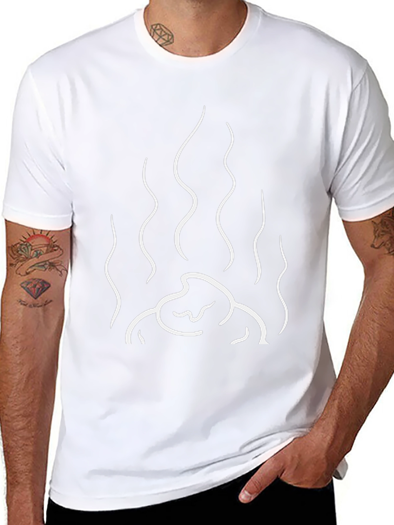 Abstract Fire Graphic Tee - Black Cotton Blend