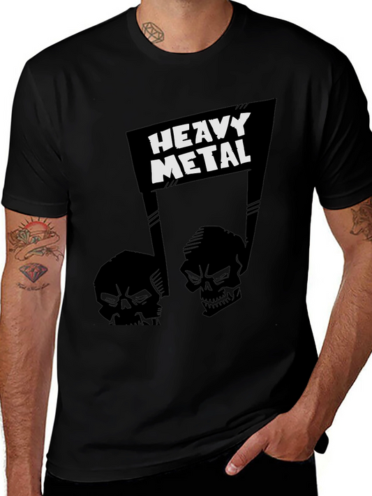 Heavy Metal Skull Graphic T-Shirt