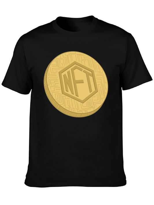NFT Crypto Coin Graphic Tee - Black Casual T-Shirt