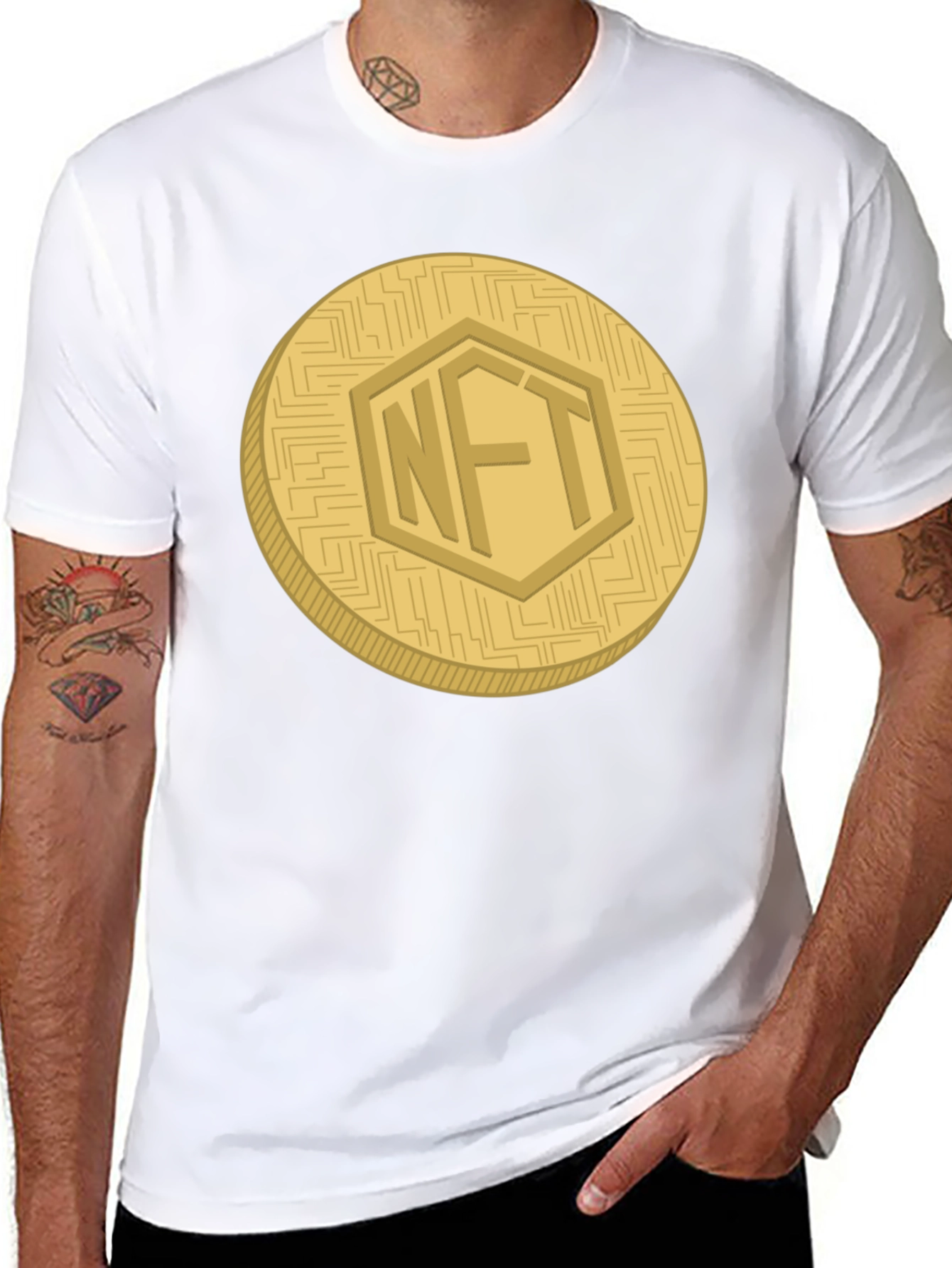 NFT Crypto Coin Graphic Tee - Black Casual T-Shirt