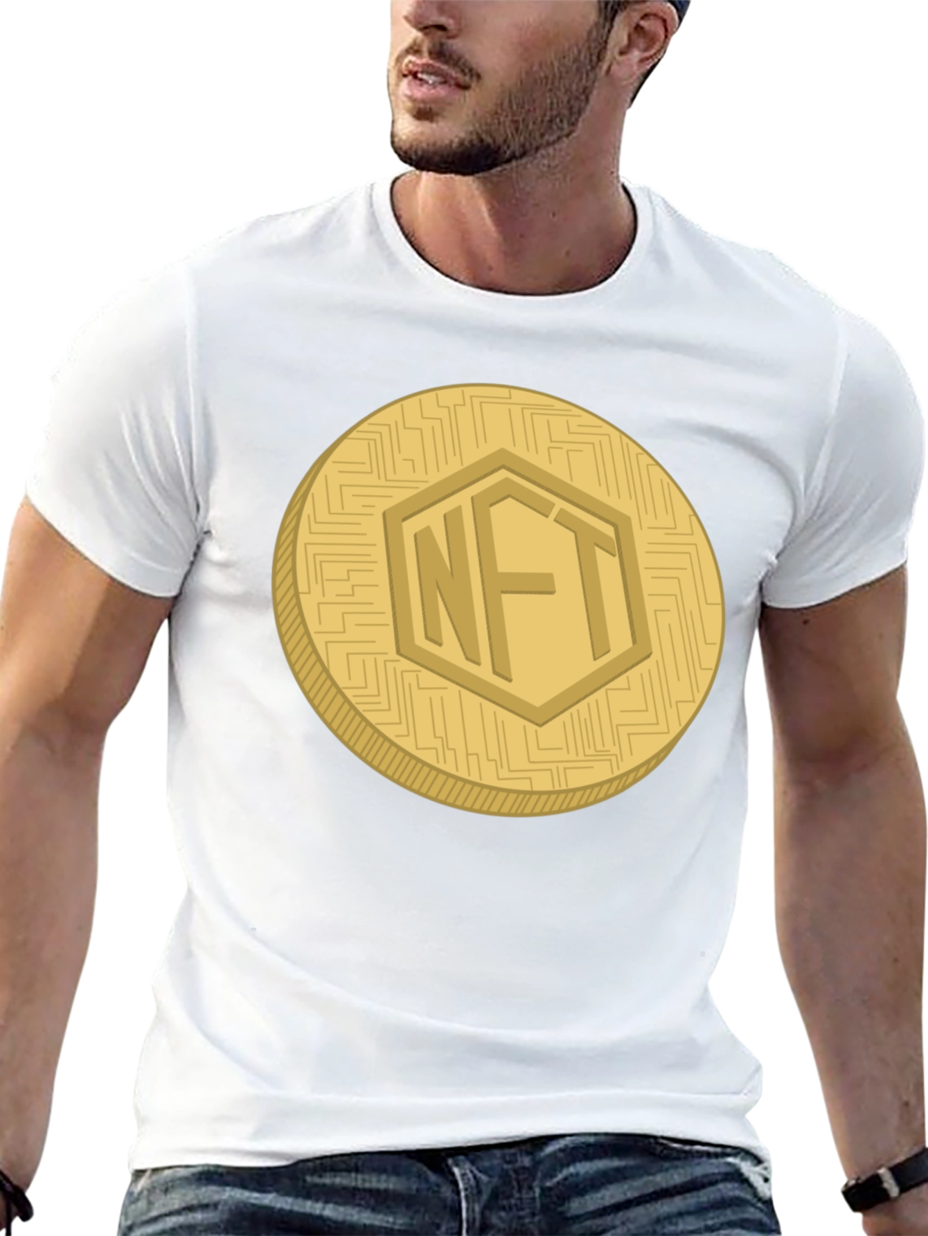NFT Crypto Coin Graphic Tee - Black Casual T-Shirt