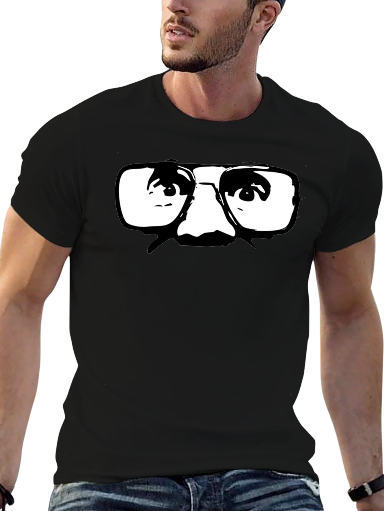 Retro Glasses Graphic Black T-Shirt