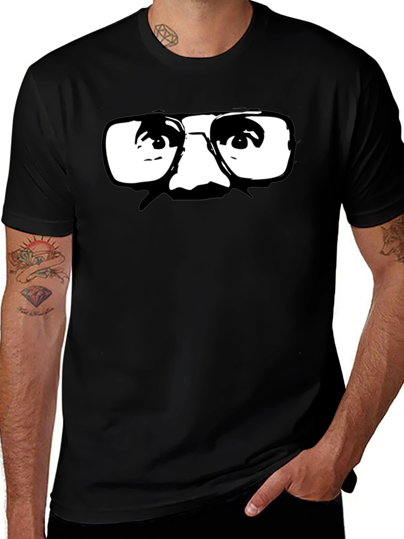 Retro Glasses Graphic Black T-Shirt