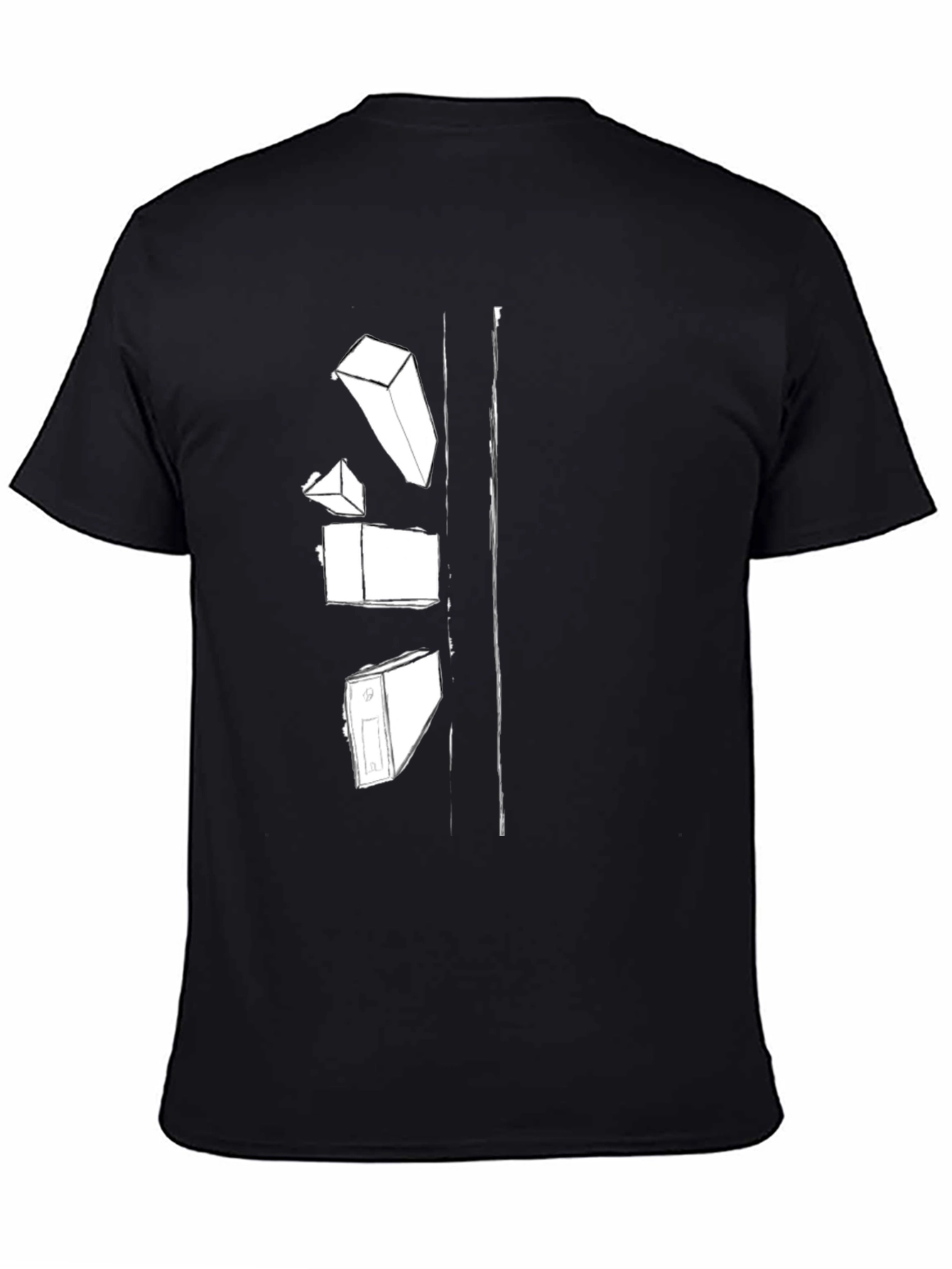 Abstract Block Graphic Black T-Shirt