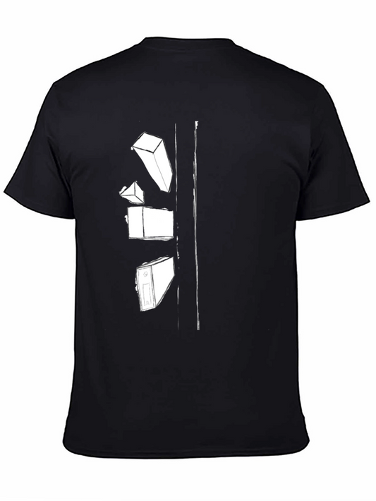Abstract Block Graphic Black T-Shirt