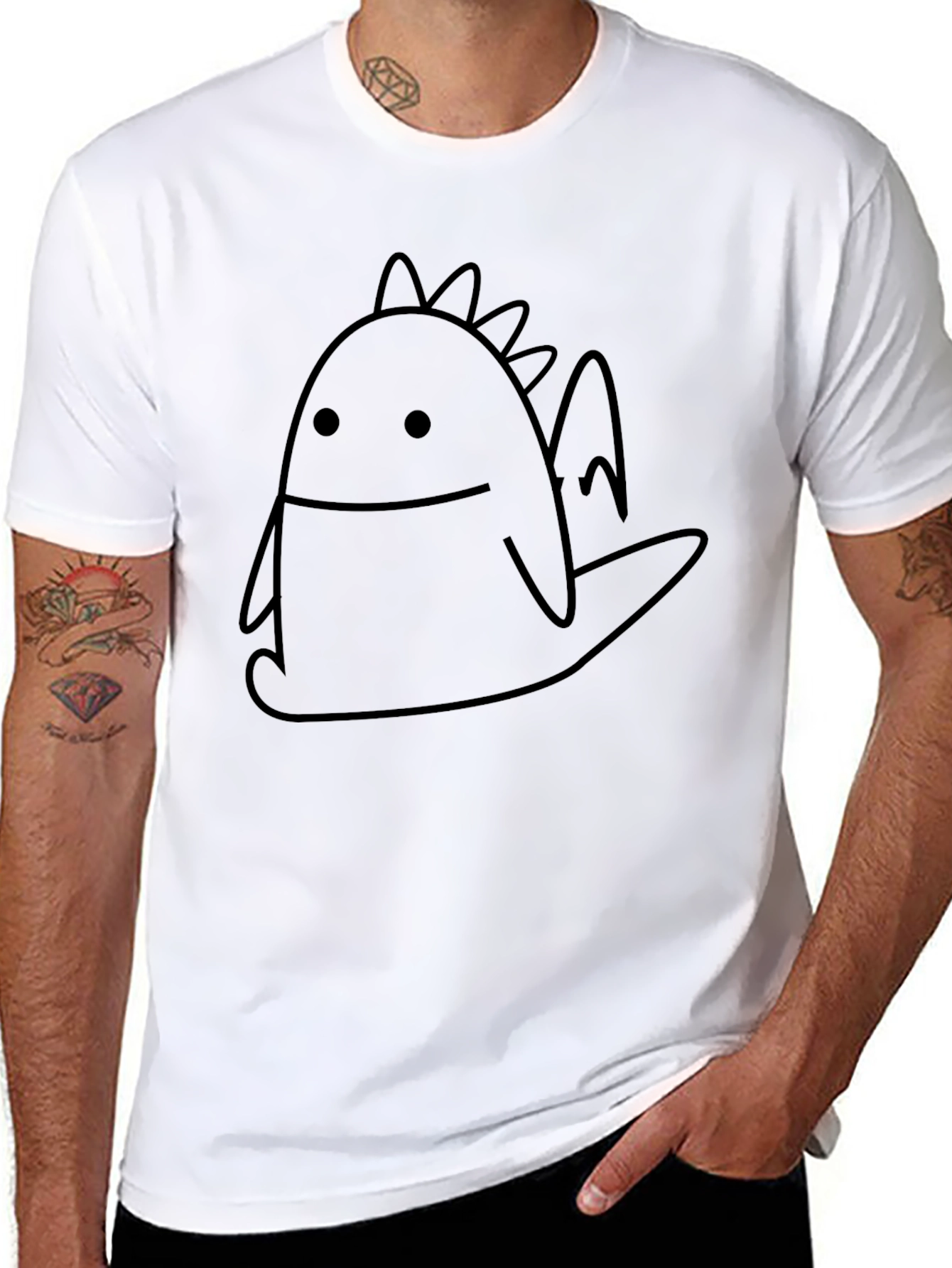 Cute Doodle Dragon Black T-Shirt