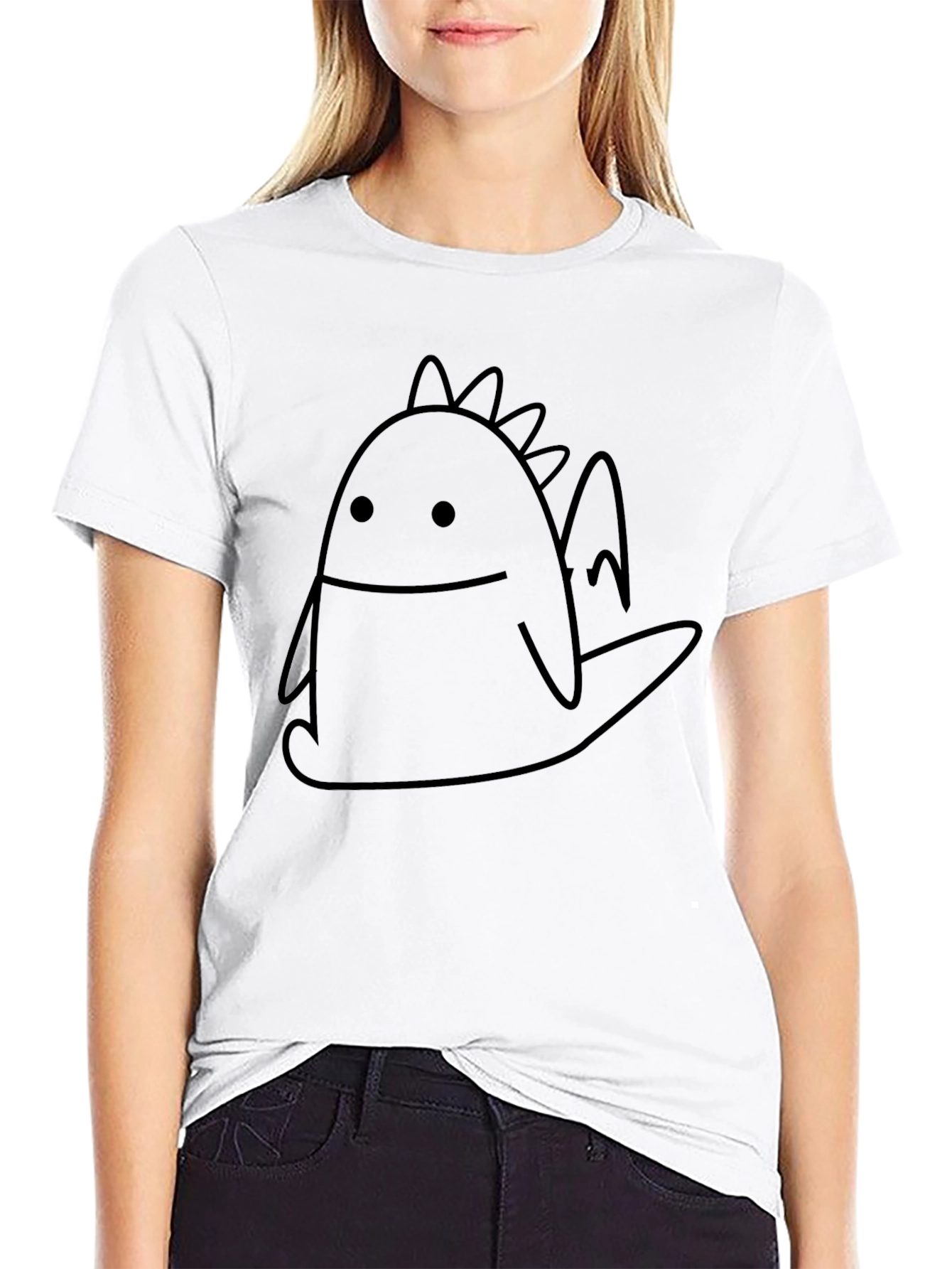 Cute Doodle Dragon Black T-Shirt
