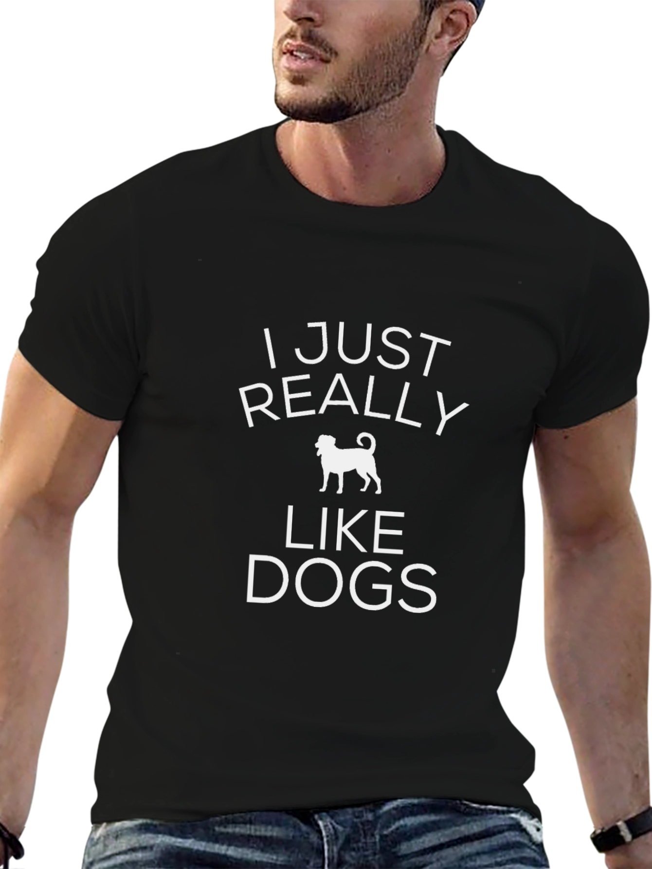 I Just Really Like Dogs Graphic Tee - Black