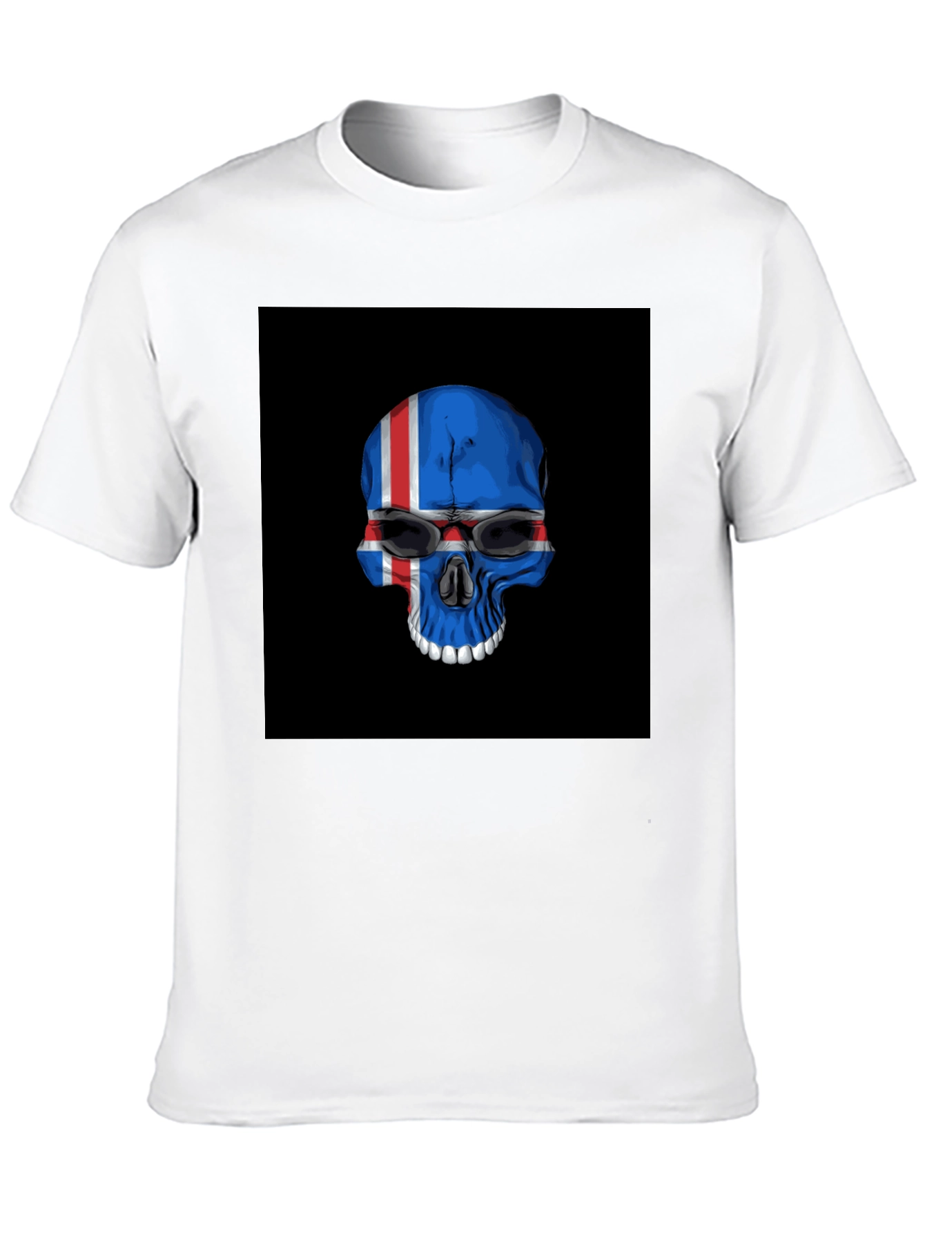 Iceland Flag Skull Graphic Tee - Black T-Shirt