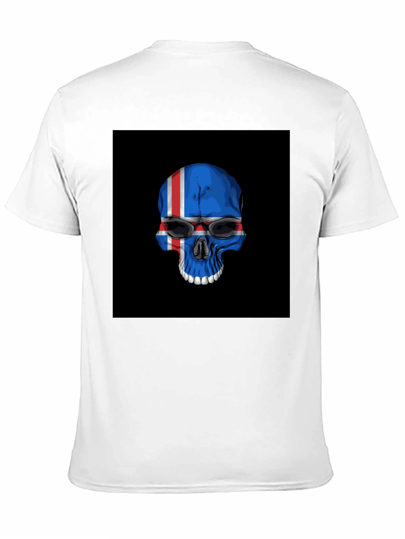 Iceland Flag Skull Graphic Tee - Black T-Shirt