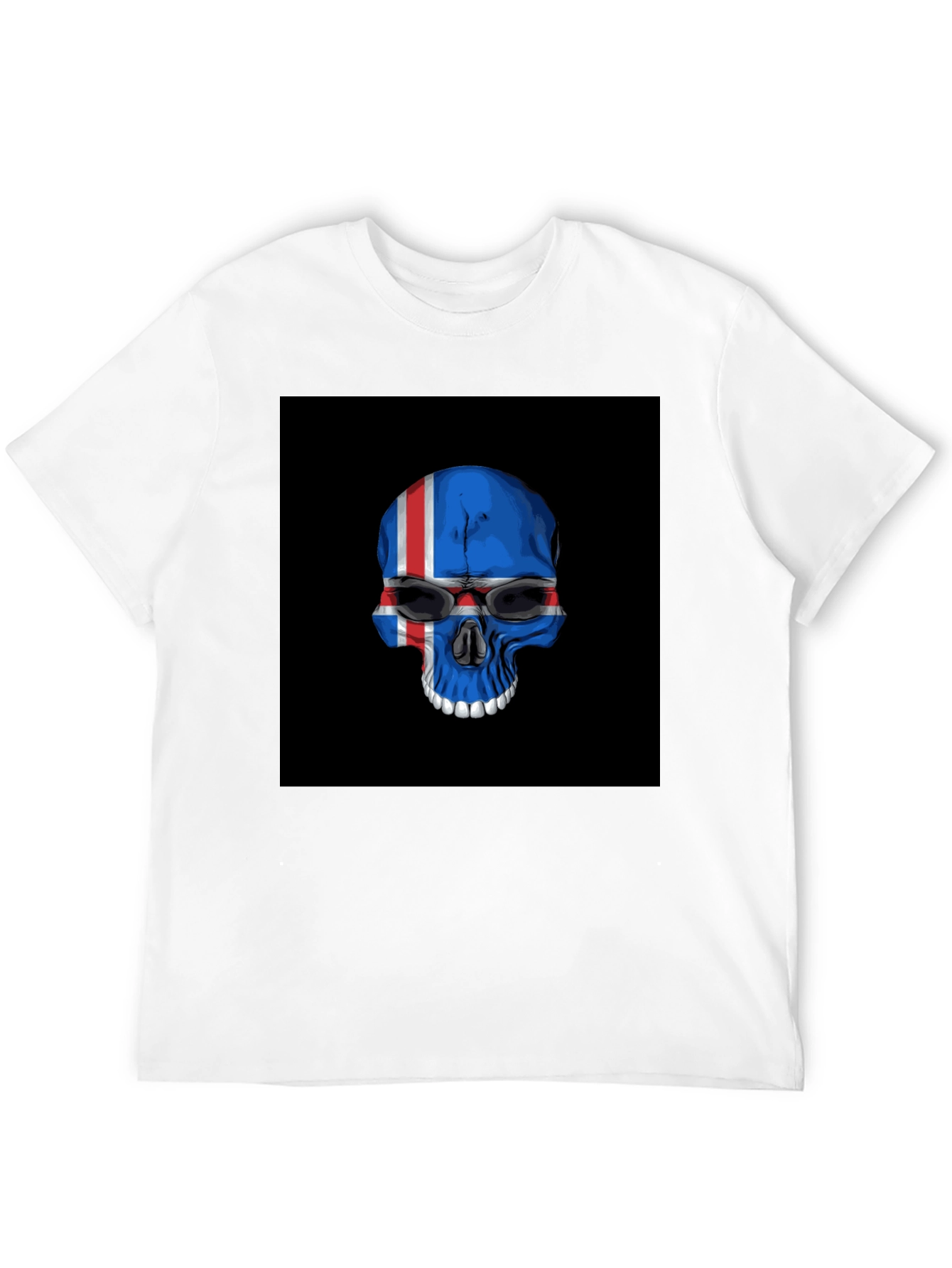 Iceland Flag Skull Graphic Tee - Black T-Shirt