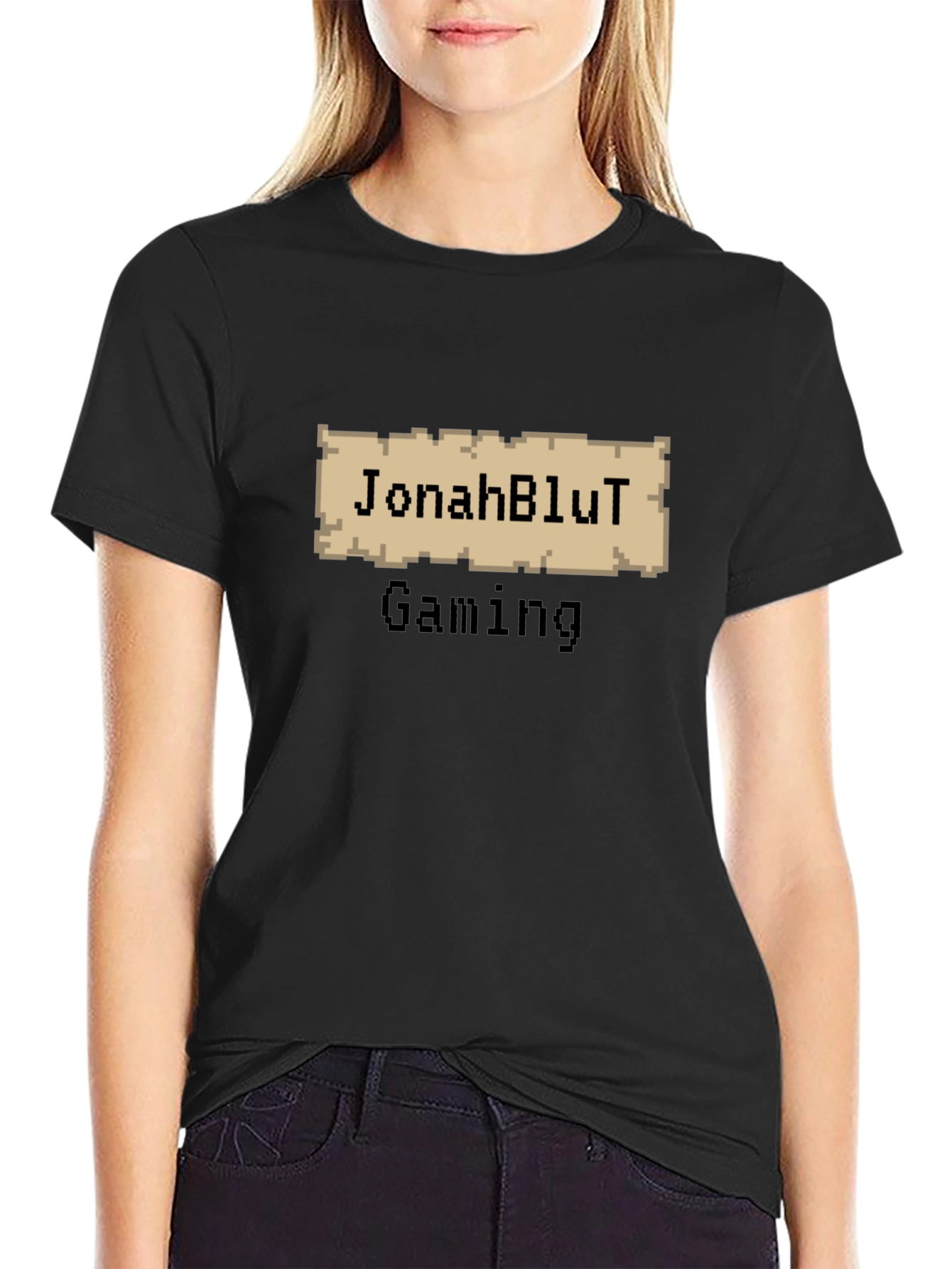 JonahBluT Gaming Black Tee - Pixel Art Design