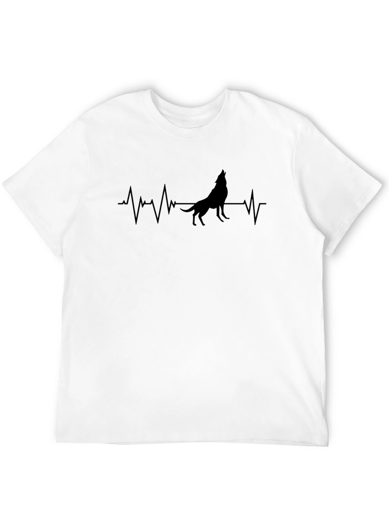 Wolf Heartbeat Graphic Tee - Black Cotton T-Shirt