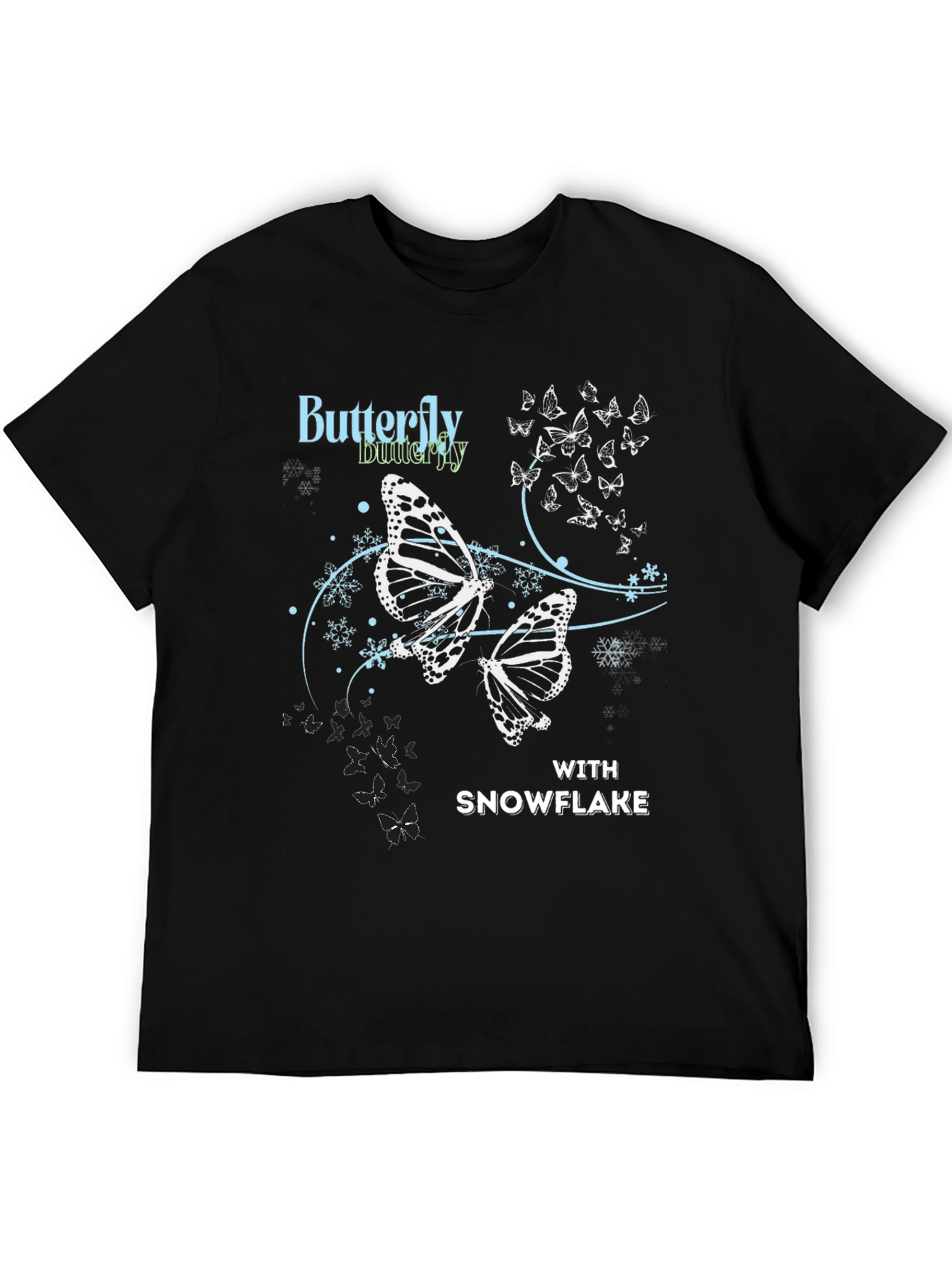Butterfly Snowflake Graphic Tee - Black Casual Top