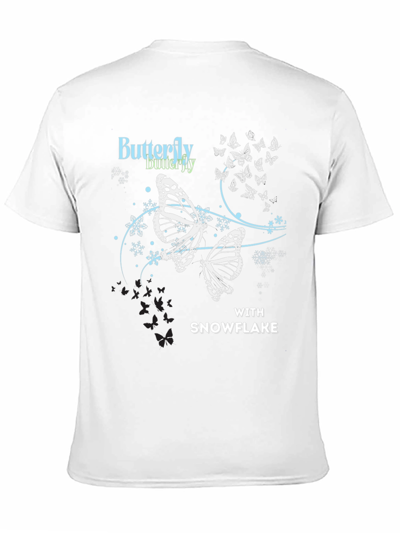 Butterfly Snowflake Graphic Tee - Black Casual Top