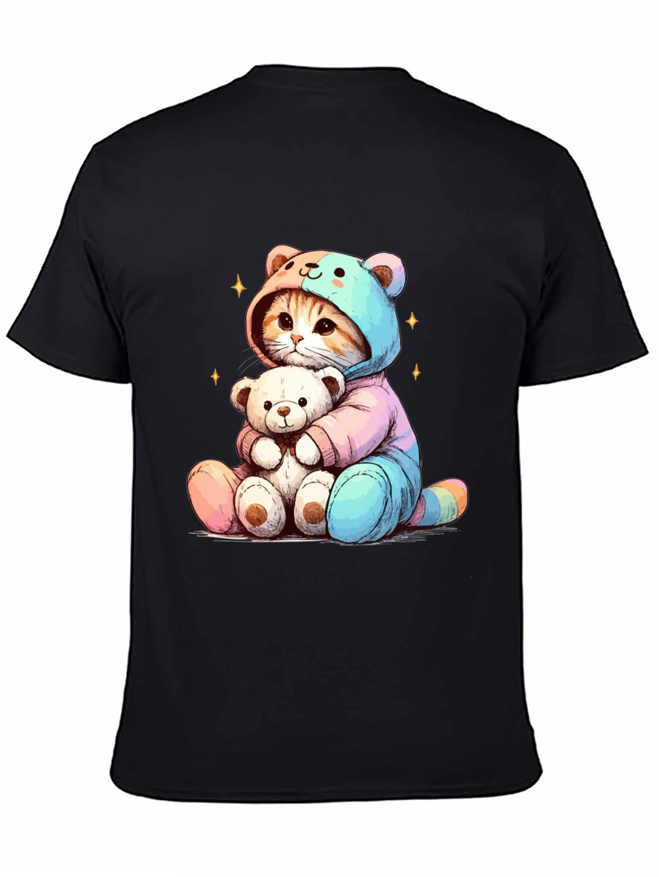 Cute Cat Teddy Bear Hug T-Shirt