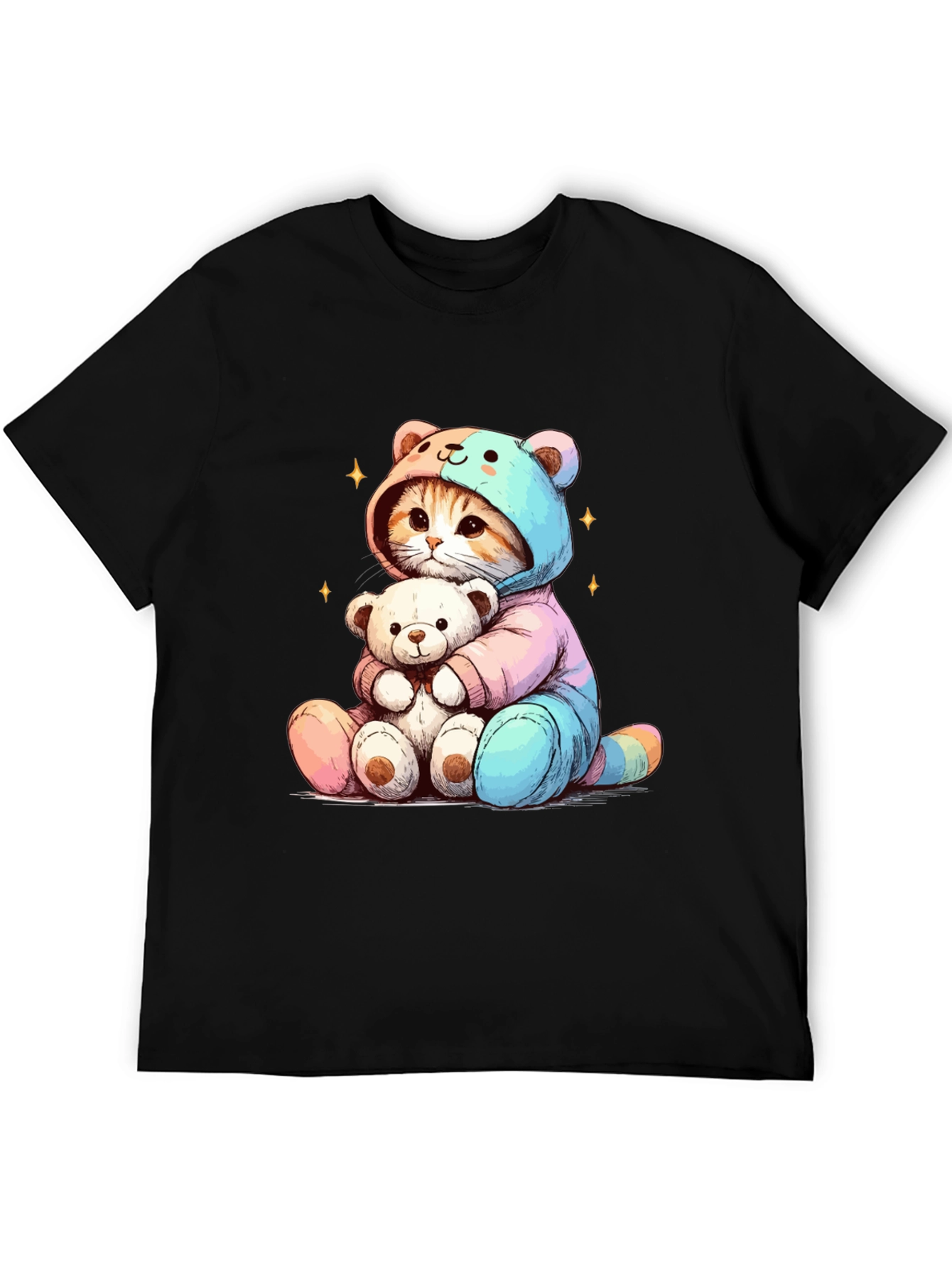Cute Cat Teddy Bear Hug T-Shirt