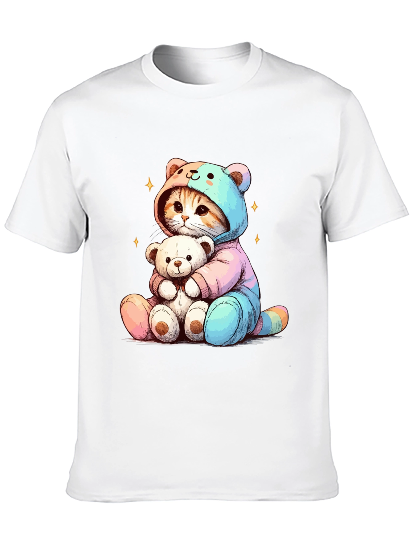 Cute Cat Teddy Bear Hug T-Shirt