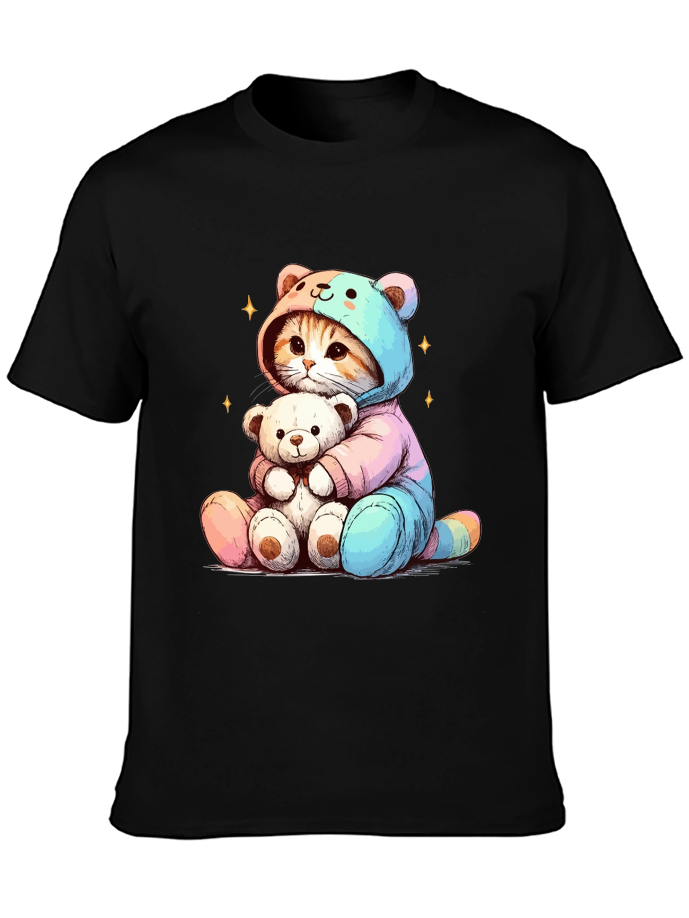 Cute Cat Teddy Bear Hug T-Shirt