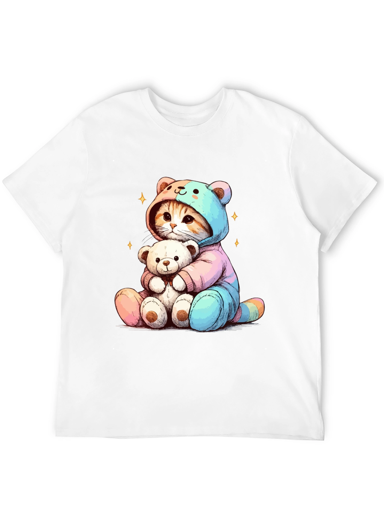 Cute Cat Teddy Bear Hug T-Shirt