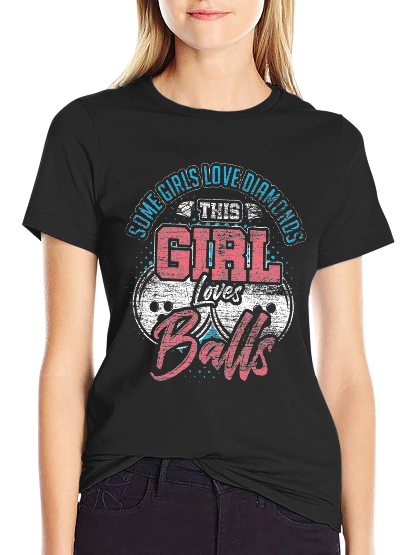 Girl Loves Balls T-Shirt - Humorous Design