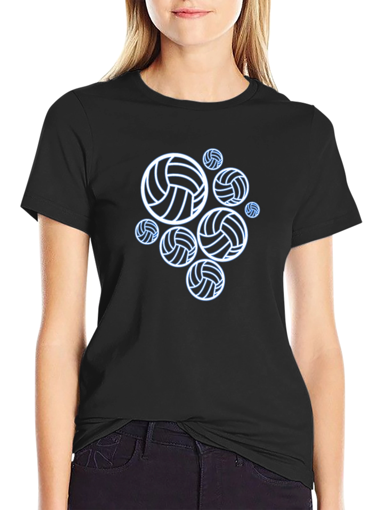 Volleyball Graphic Tee - Black Cotton T-Shirt