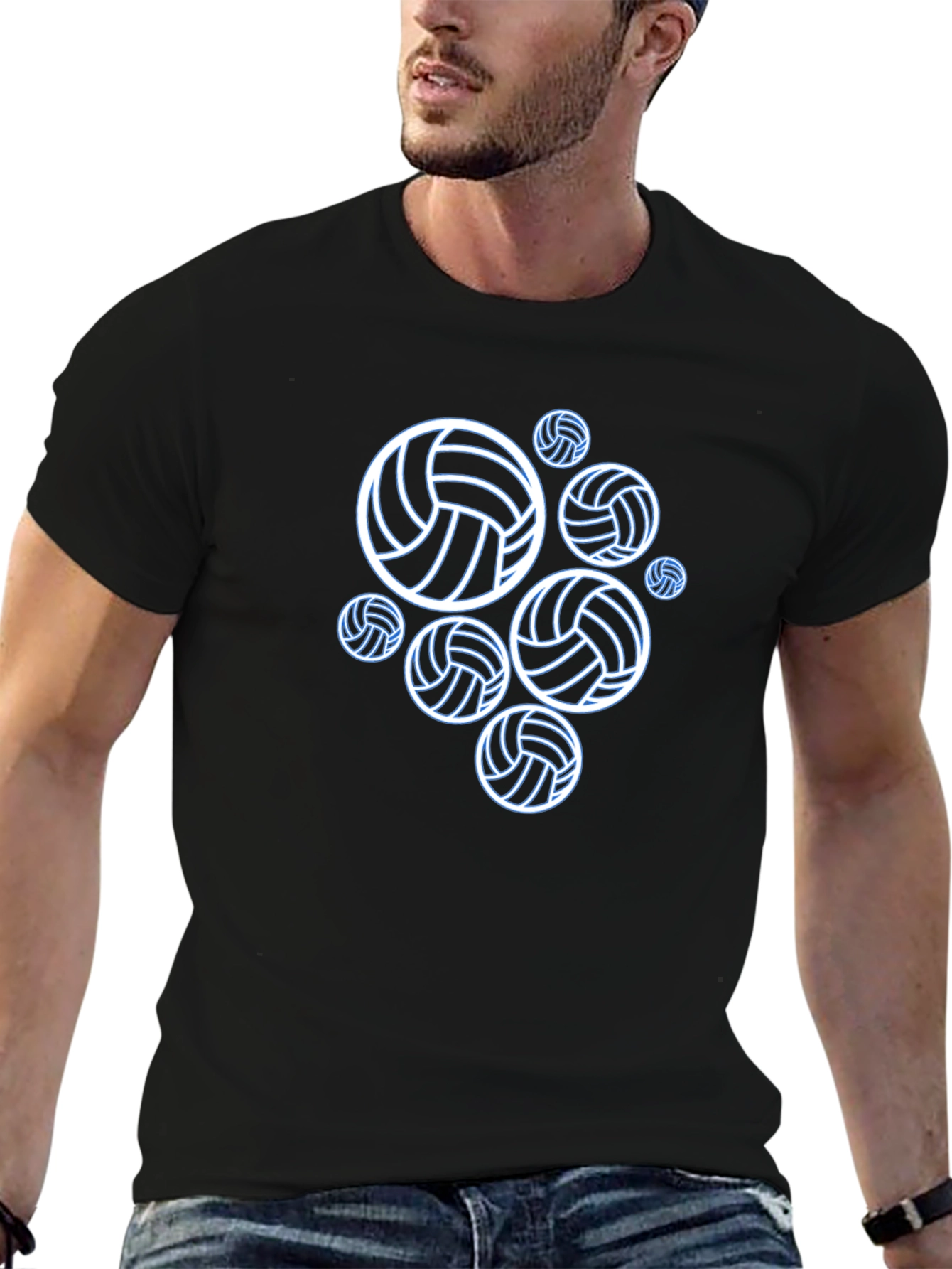 Volleyball Graphic Tee - Black Cotton T-Shirt
