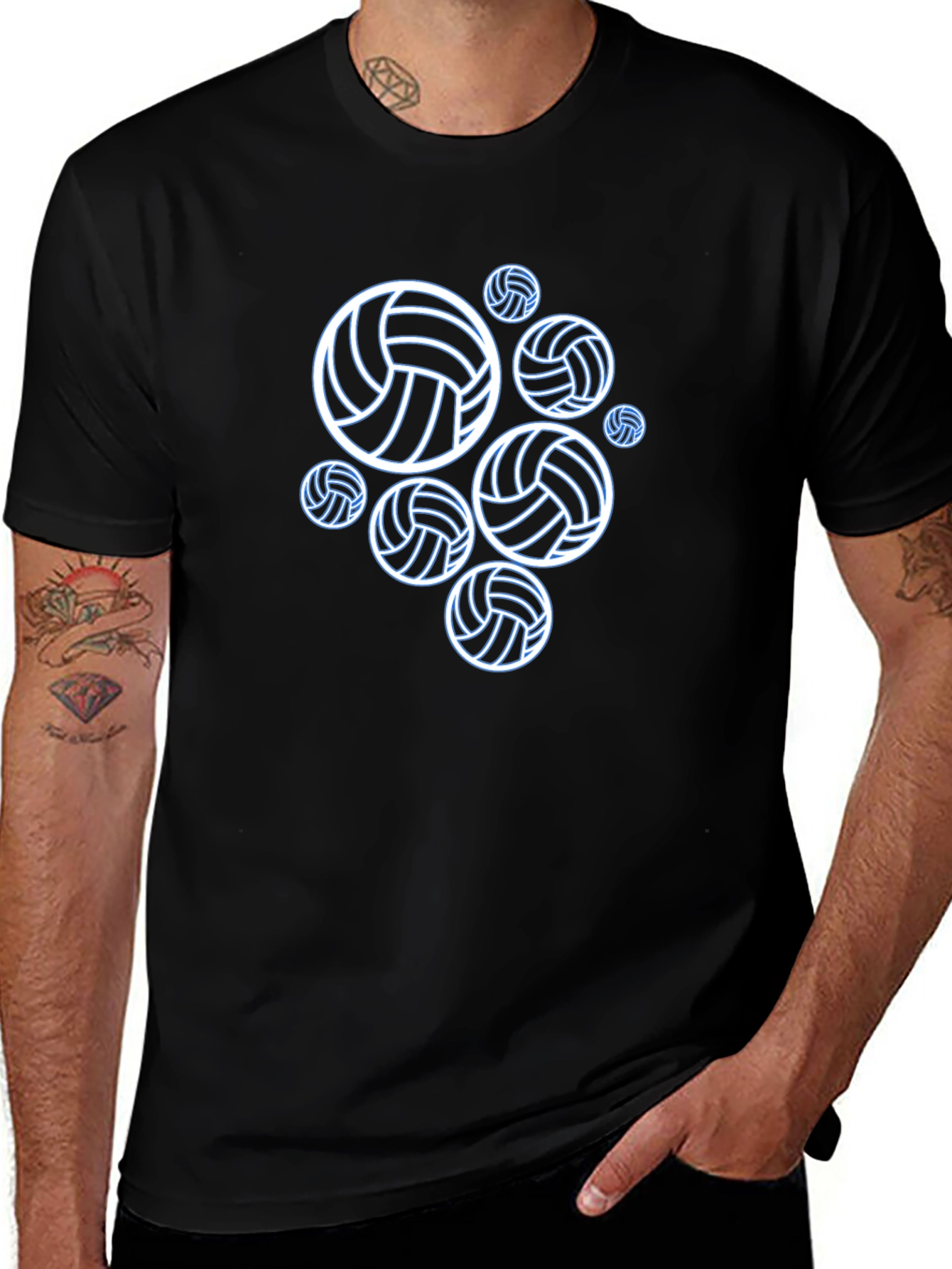 Volleyball Graphic Tee - Black Cotton T-Shirt
