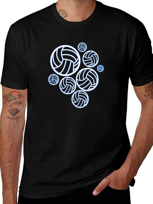 Volleyball Graphic Tee - Black Cotton T-Shirt