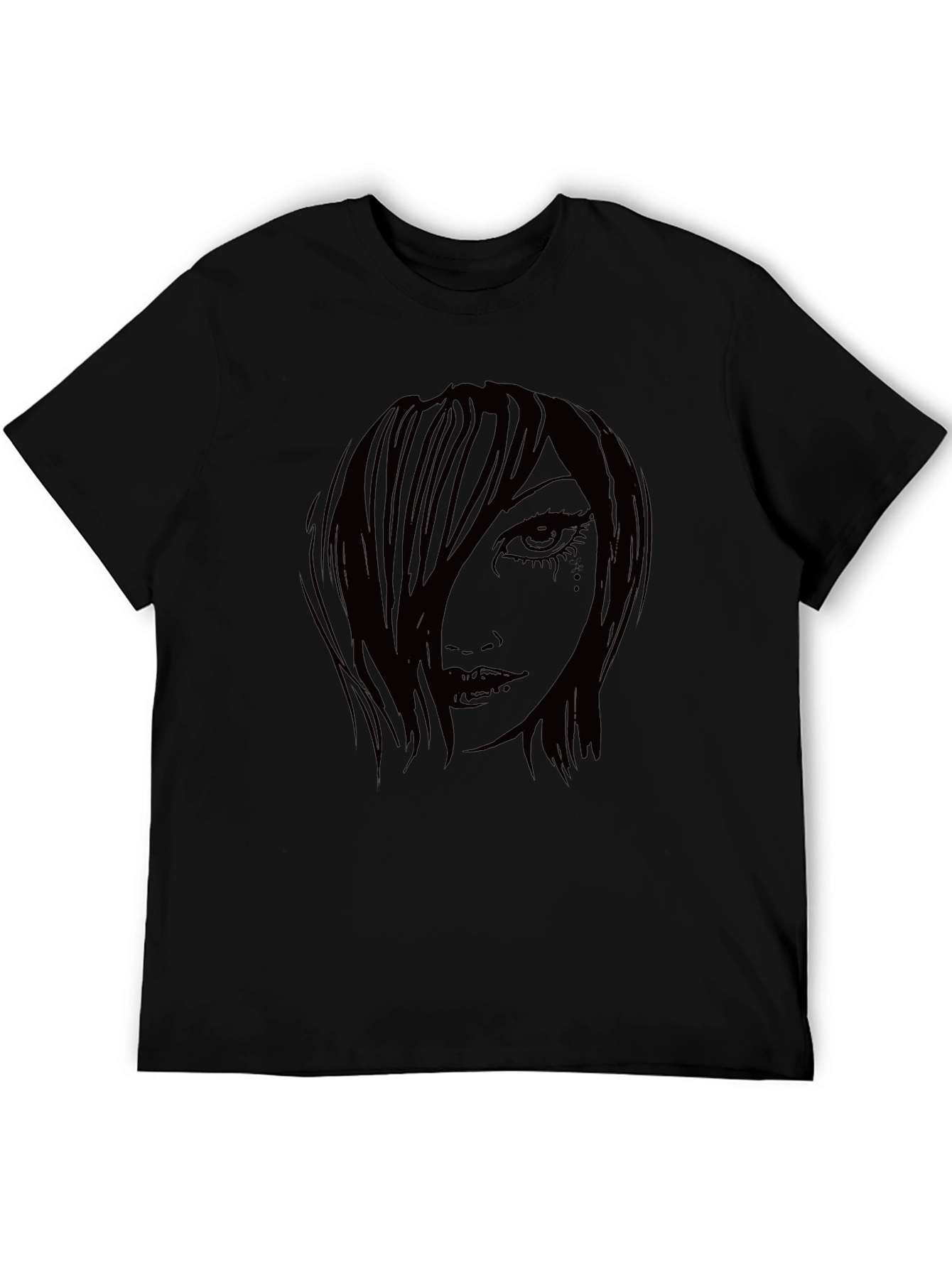 Gothic Girl Graphic Print Black T-Shirt