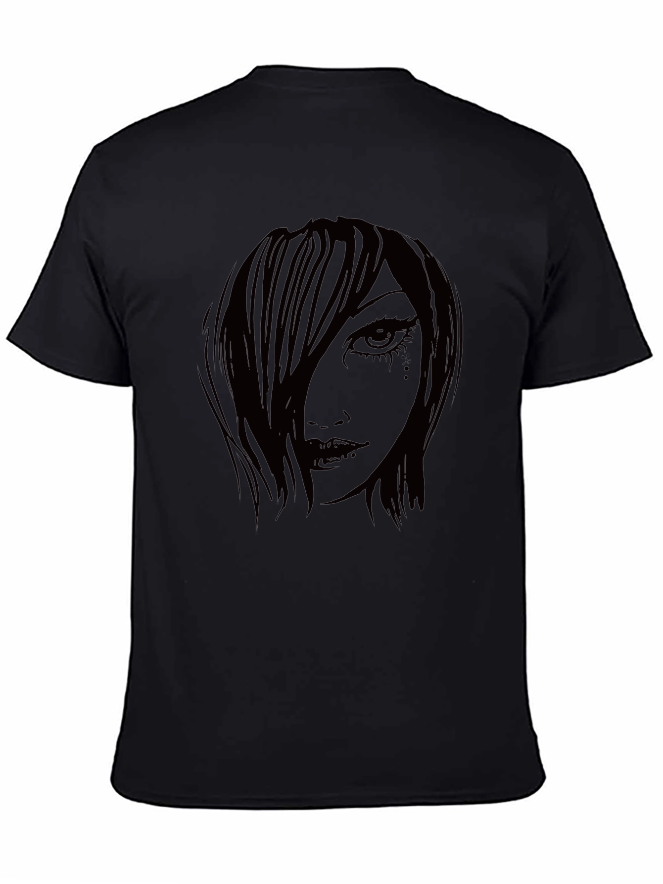 Gothic Girl Graphic Print Black T-Shirt