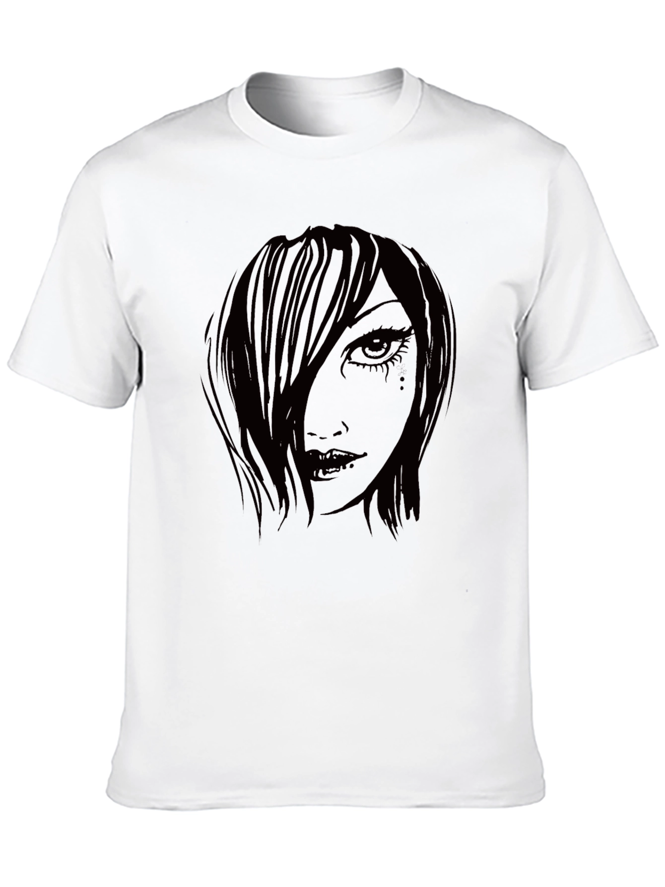 Gothic Girl Graphic Print Black T-Shirt