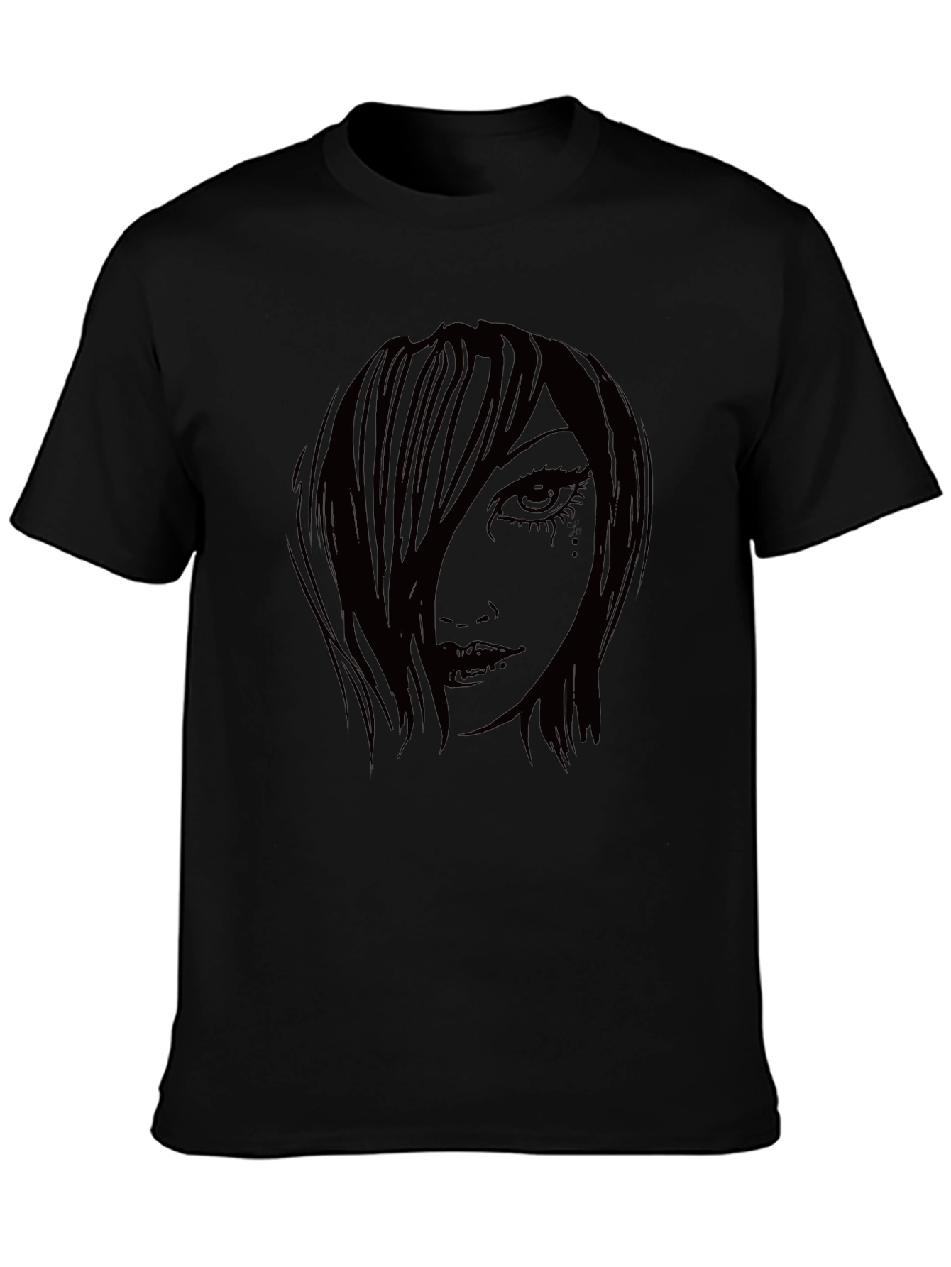 Gothic Girl Graphic Print Black T-Shirt