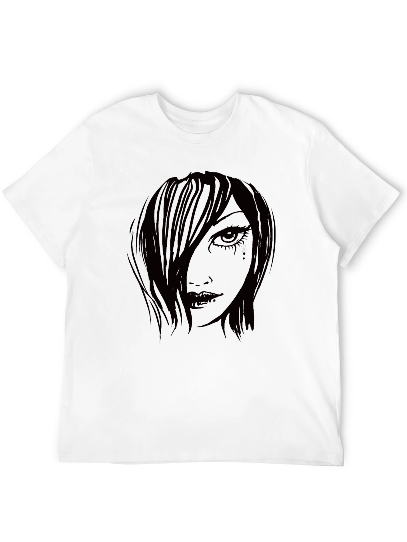 Gothic Girl Graphic Print Black T-Shirt