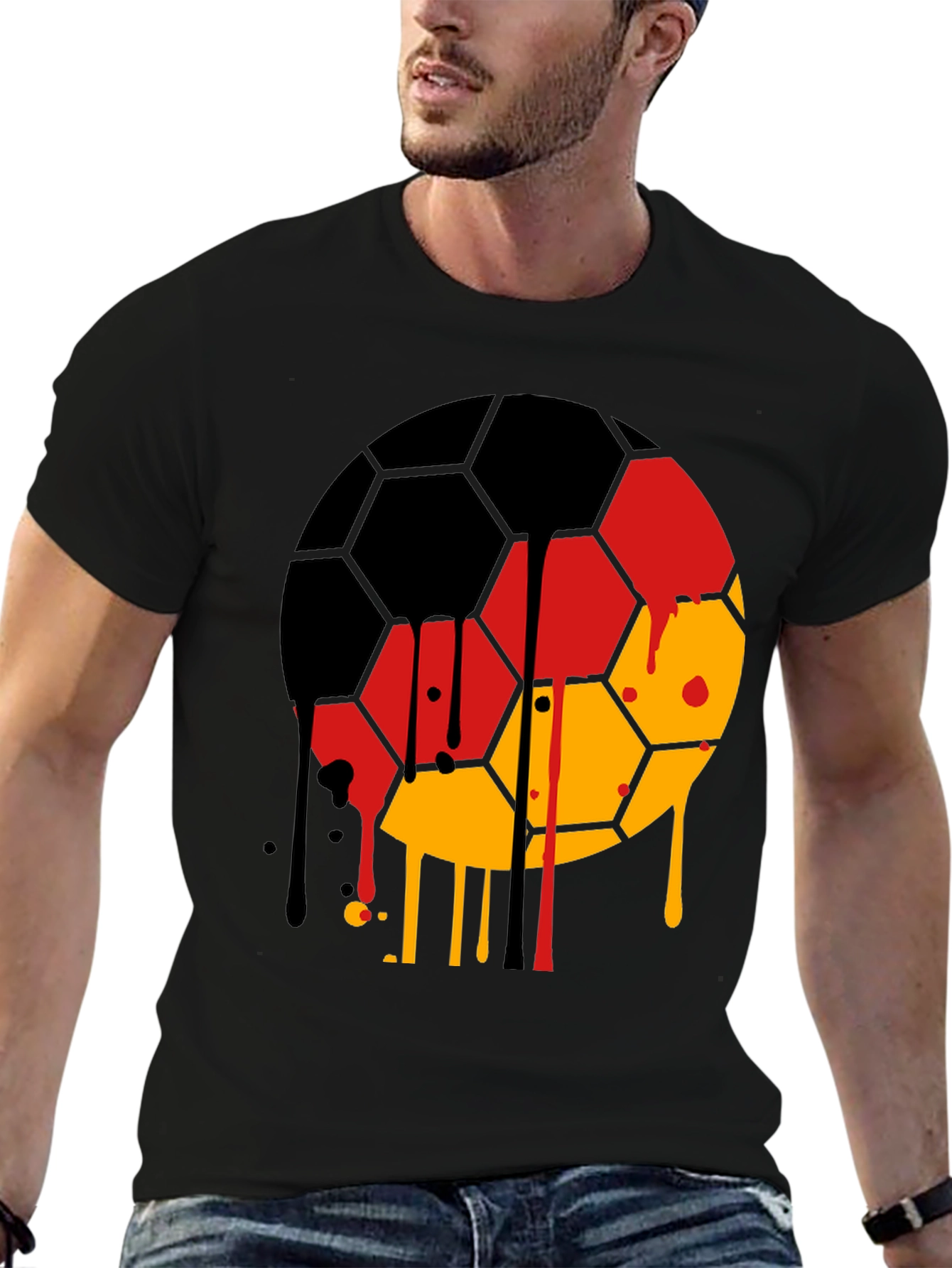 Germany Flag Soccer Ball Drip T-Shirt