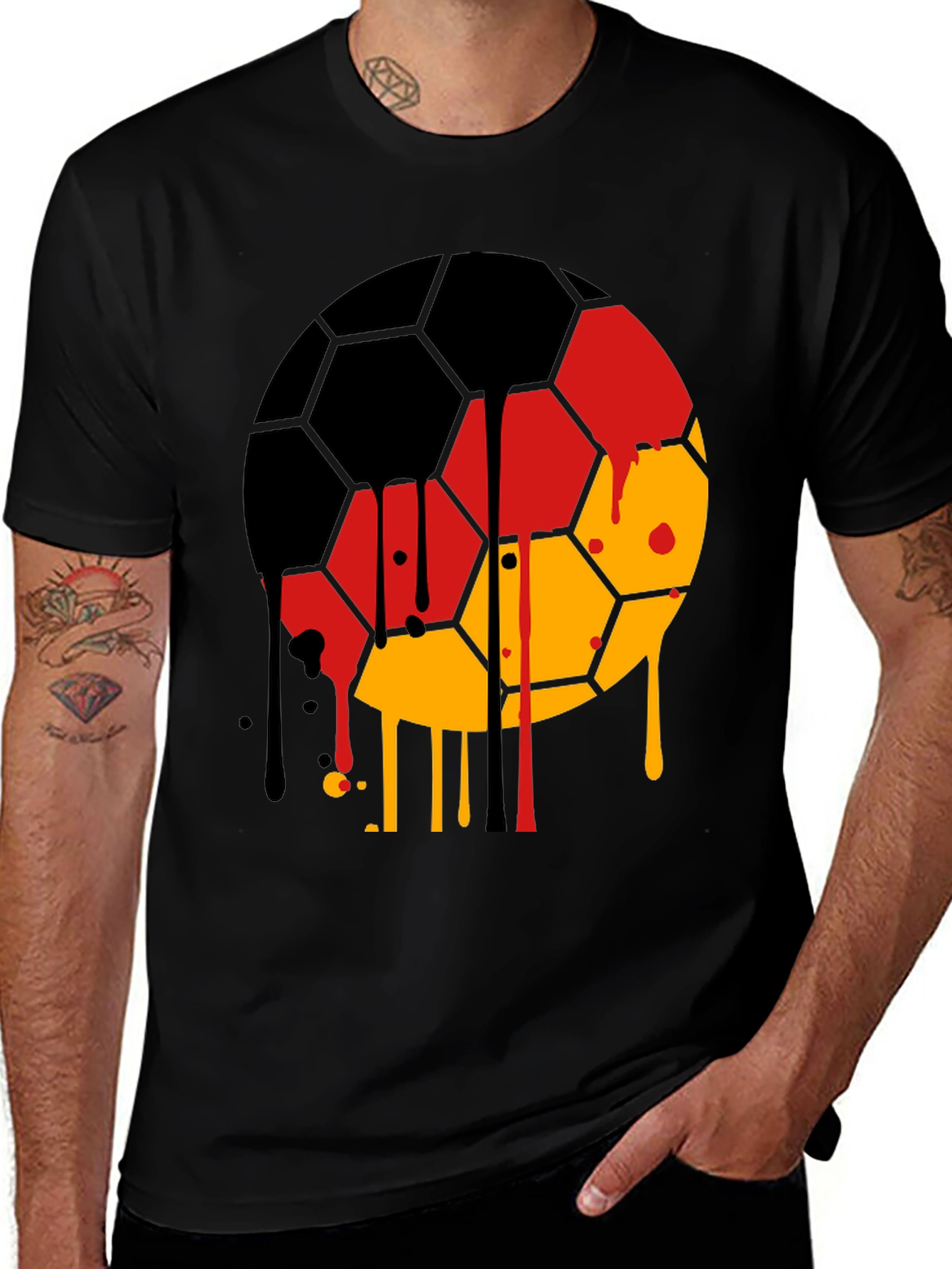 Germany Flag Soccer Ball Drip T-Shirt