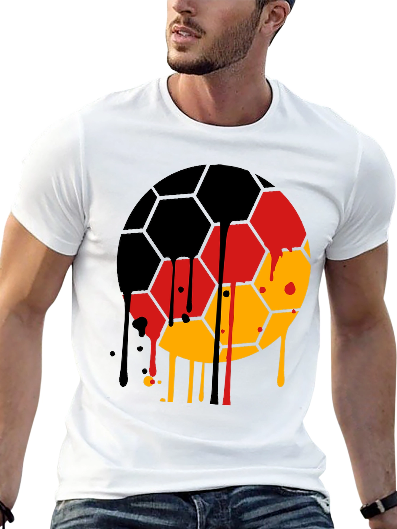 Germany Flag Soccer Ball Drip T-Shirt