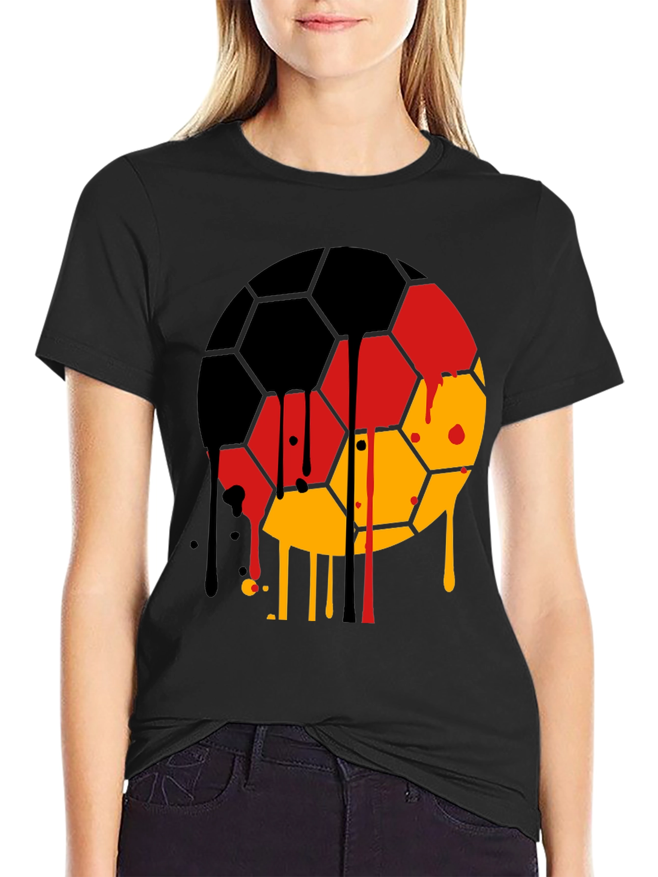 Germany Flag Soccer Ball Drip T-Shirt