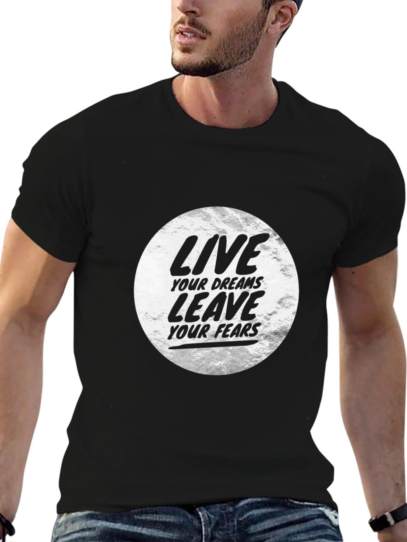 Motivational Black T-Shirt: Live Your Dreams