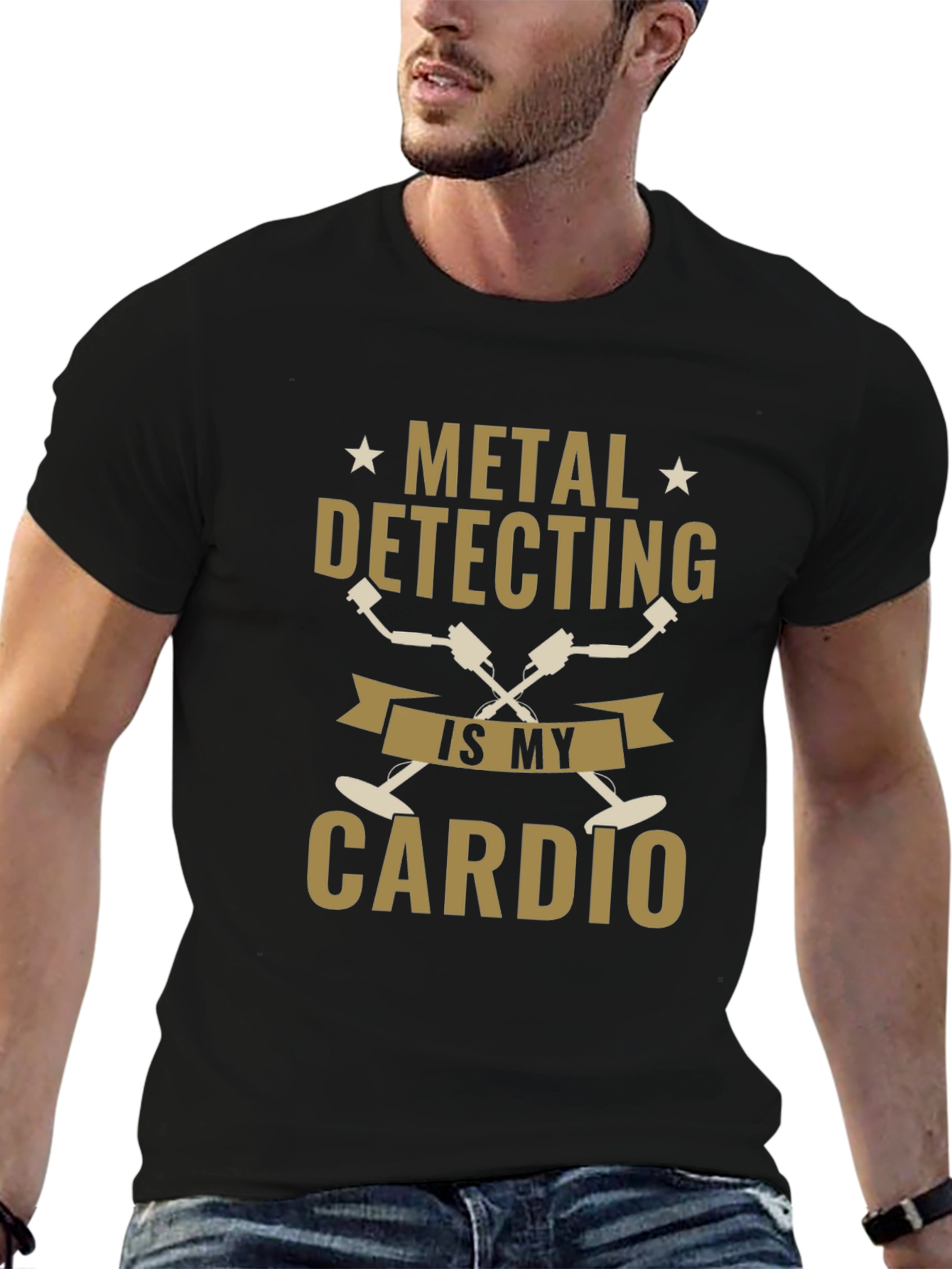 Metal Detecting is My Cardio Black T-Shirt