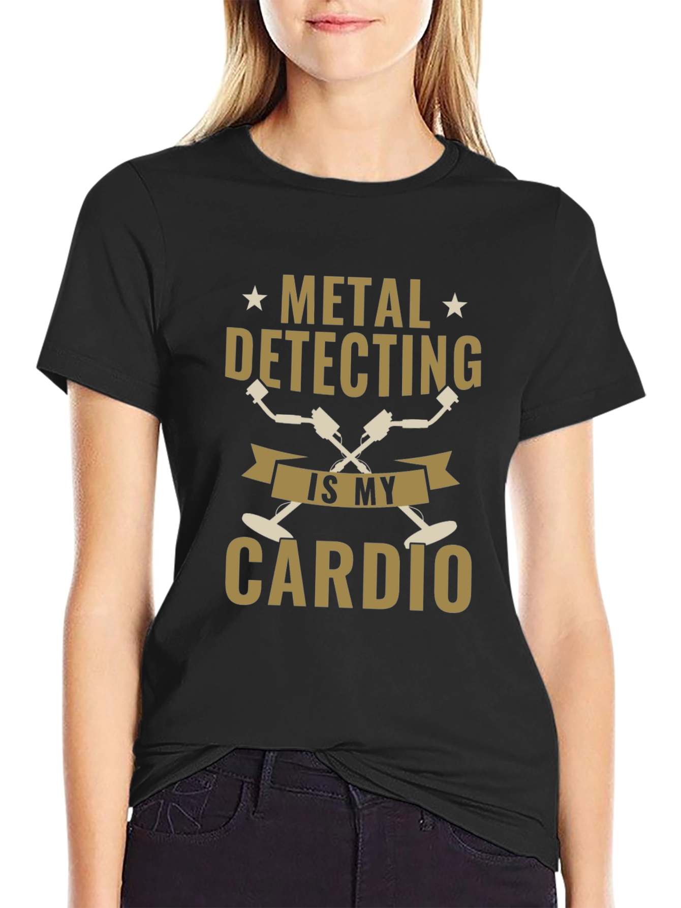 Metal Detecting is My Cardio Black T-Shirt