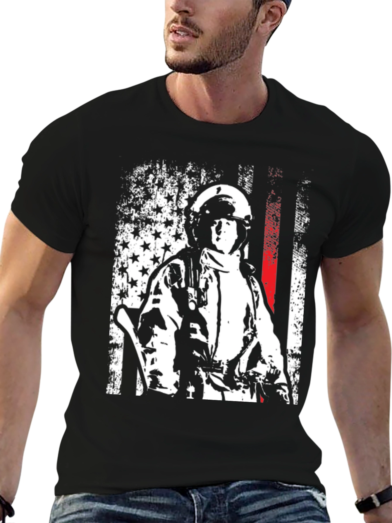 Firefighter USA Flag Graphic Tee