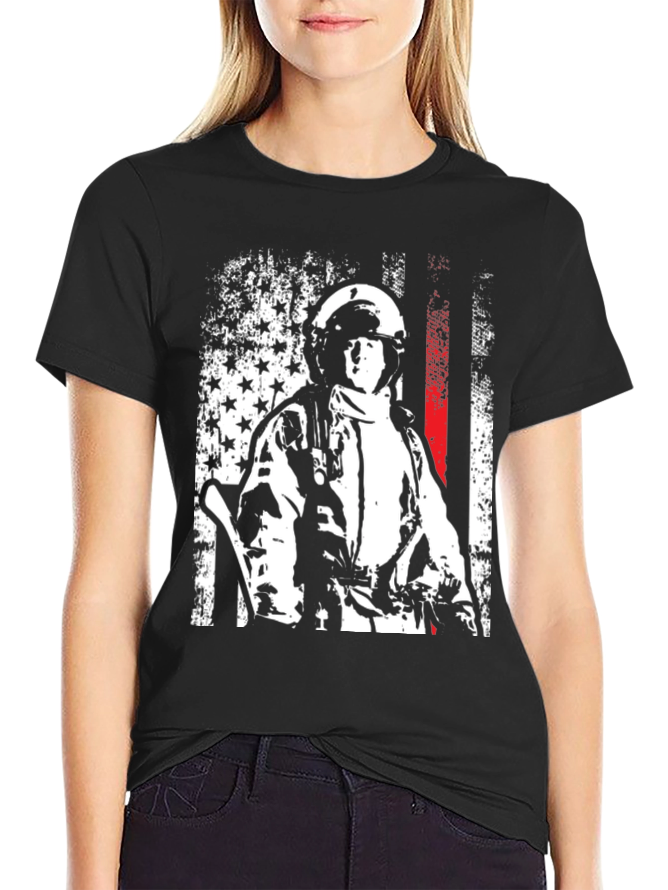 Firefighter USA Flag Graphic Tee
