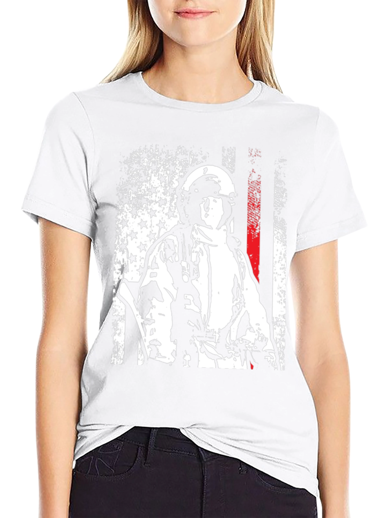 Firefighter USA Flag Graphic Tee