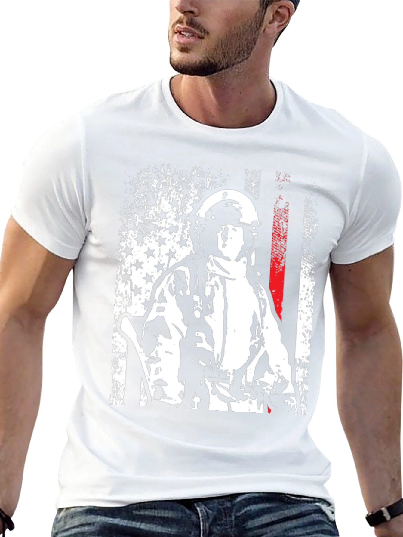 Firefighter USA Flag Graphic Tee
