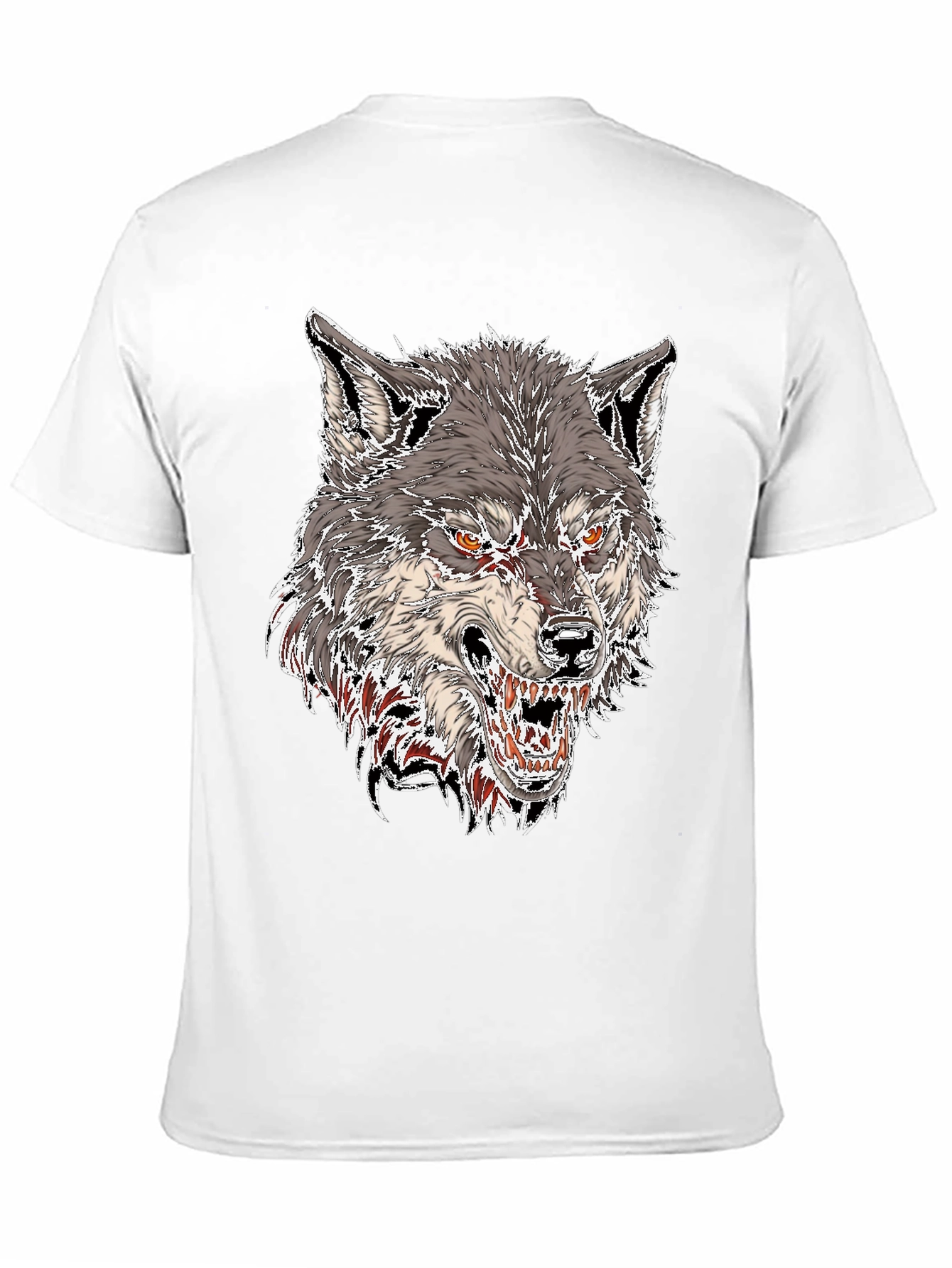 Mens Black Graphic Tee - Fierce Wolf Design